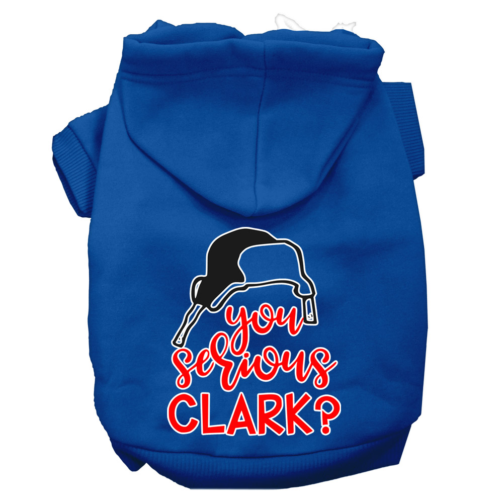 You Serious Clark? Screen Print Dog Hoodie Blue M